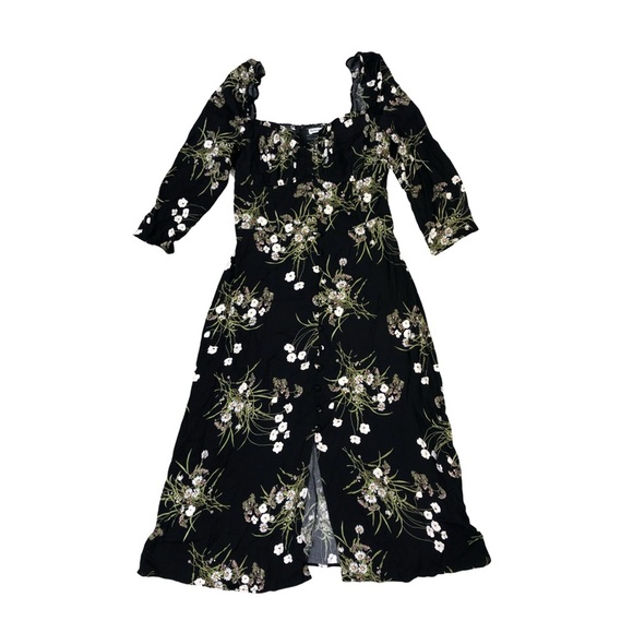 Reformation  Fairway Floral Dress | Quarter sleeve | Black & Green NWT | Size 12 - Picture 6 of 9